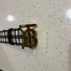 Burberry Archive Beige Belt with Gold Buckle